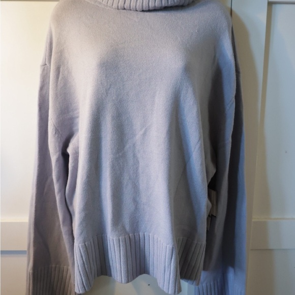 Dusty blue Turtleneck Sweater bell sleeves tags on Laundry Large - Picture 2 of 10